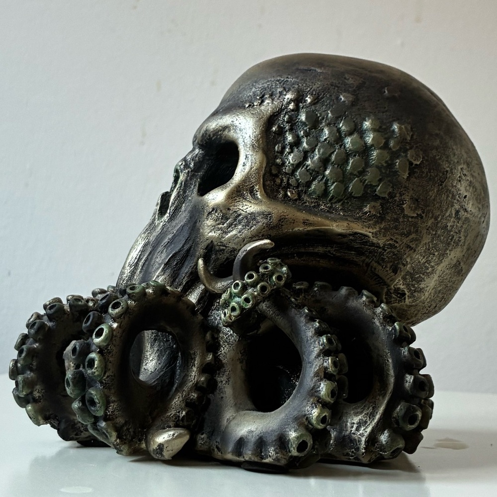Octopus Skull Sculpture in Metallic Finish - Picture 4 of 16